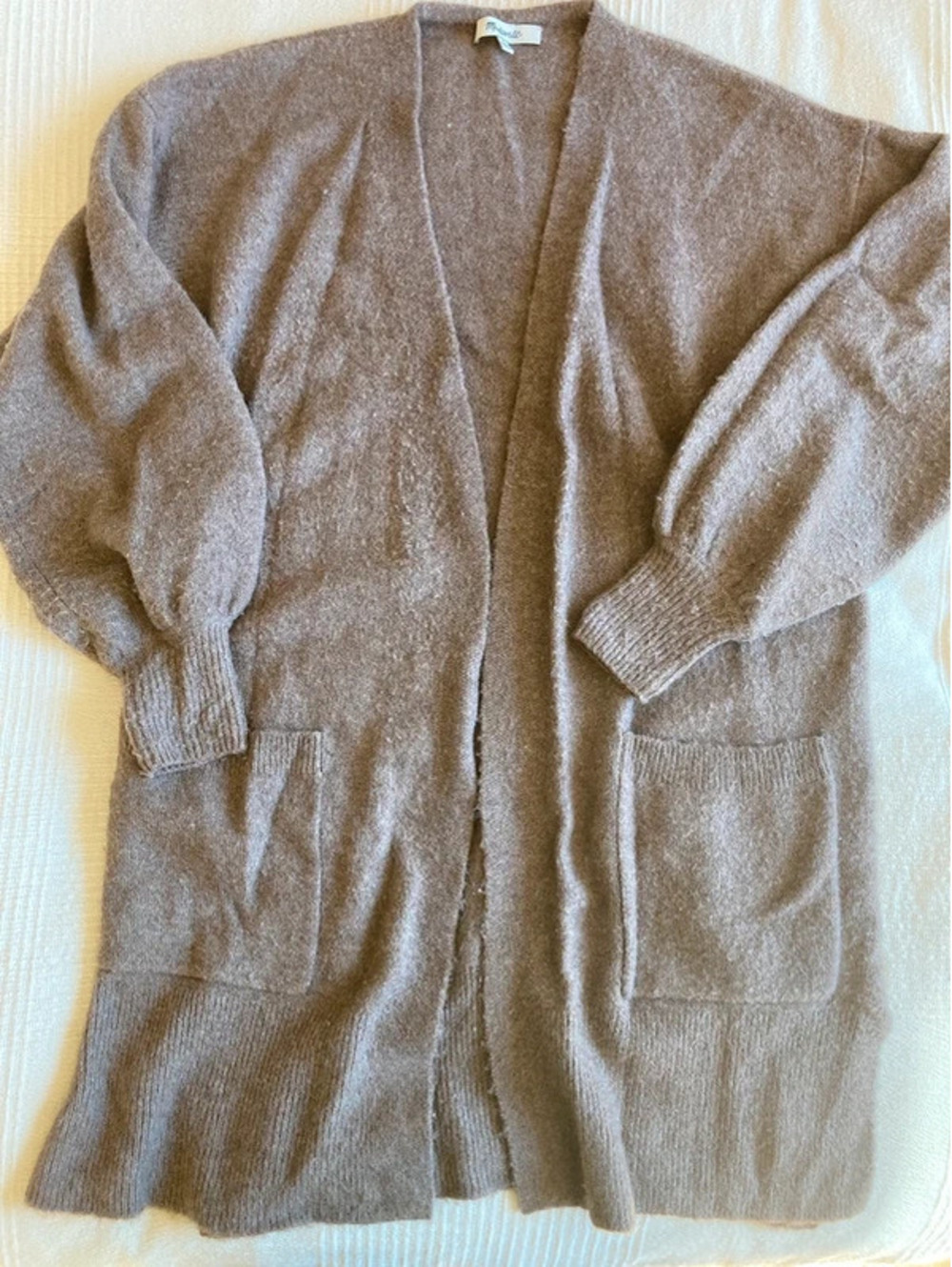 Madewell open puff sleeve cardigan tunic